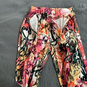 Pink and Orange Floral Jumpsuit with Elastic Waist
